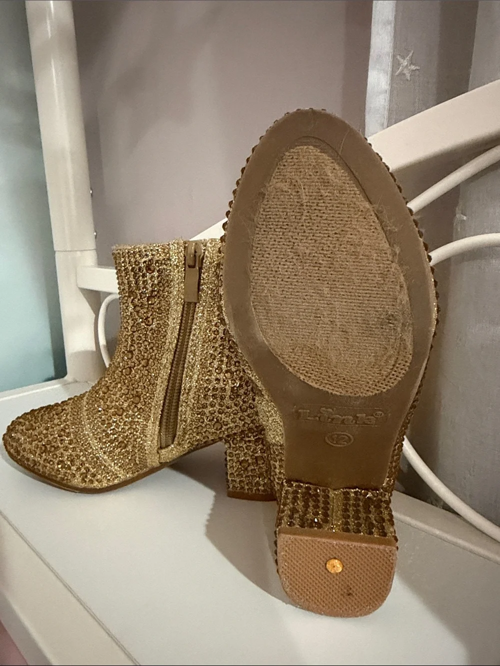 Link Gold Crystal Rhinestone Kids Dress Boots